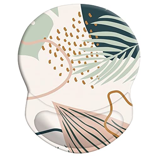 Ergonomic Wrist Support Mouse Pad - Comfortable Computer Mouse Pad with Non-Slip PU Base for Home Office Working Gaming (Abstract Plants) - color: Modern Abstract Plants 1
