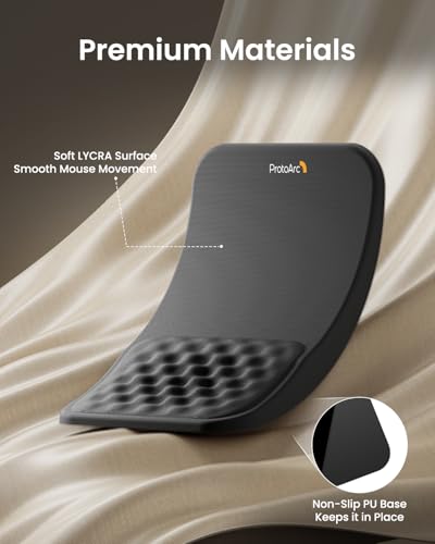 ProtoArc Ergonomic Mouse Pad with Wrist Rest, MP50 Mousepad with Massage Design, Soft Memory Foam and Non-Slip PU Base for Pain Relief, Desk, Home, Office, 12x8 Inches, Black (Mouse Not Included) - color: Black Lycra
