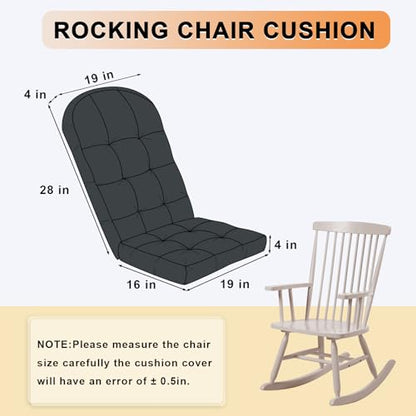 Rocking Chair Cushion - Chenille Fabric, High-Density Sponge, Durable Comfort Double-Sided Tufted Seat Pads with Ties, Chenille︱Dark Gray, 44x19x4 inch - color: Reversible | Dark Gray
