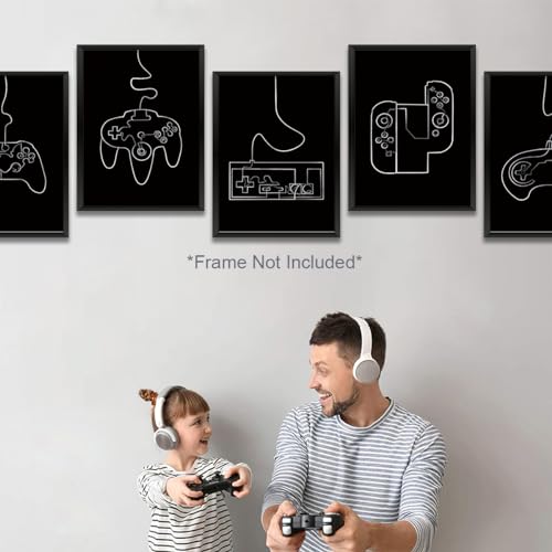 8 Pcs Abstract Line Gaming Wall Art Prints Boys Room Decor Game Room Decor Gamer Funny Wall Decor Paintings Posters for Office Home Bedroom Playroom Gamer Gifts for Men, Him, Son, Brother, Unframed