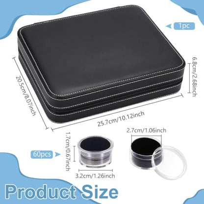 BENECREAT 60 Pcs Closeable Gemstone Collection Storage Box with Foam Insert, 1.2x0.6 Inch Plastic Gem Jars, Display Tray Set for Loose Diamond Collectibles Crystal, Diamond Display Case - color: Black