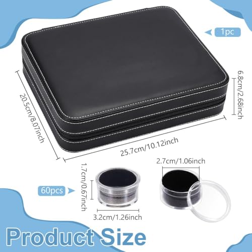BENECREAT 60 Pcs Closeable Gemstone Collection Storage Box with Foam Insert, 1.2x0.6 Inch Plastic Gem Jars, Display Tray Set for Loose Diamond Collectibles Crystal, Diamond Display Case - color: Black