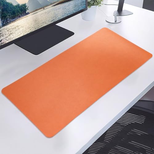 23.6" x 11.8" Non-Slip PU Leather Desk Pad Protector, Waterproof Mouse Pad Mat, Ultra Thin Laptop Writing Desk Blotter for Office and Home - color: Light Brown