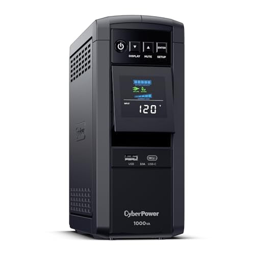 CyberPower CP1000PFCLCD PFC Sinewave UPS Battery Backup and Surge Protector, 1000VA/600W, 10 Outlets, AVR, Mini-Tower, UL Certified - size: 1000VA, style: Mini-Tower