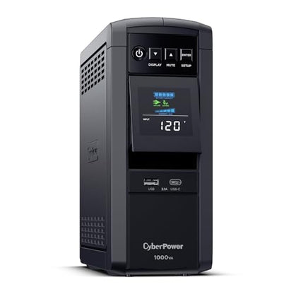 CyberPower CP1000PFCLCD PFC Sinewave UPS Battery Backup and Surge Protector, 1000VA/600W, 10 Outlets, AVR, Mini-Tower, UL Certified - size: 1000VA, style: Mini-Tower
