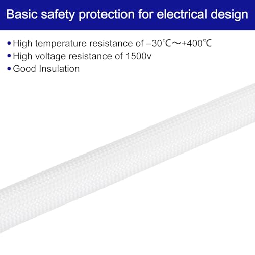 MECCANIXITY 5Pcs Wire Insulation Braid Fire Sleeve,3.28Ft-1mm ID White, High Temp Silicone Coated Fiberglass Sleeving for Automotive Hose Lines Electrical Wiring - color: White, size: 3.28Ft-1mm