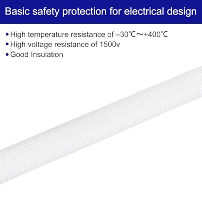 MECCANIXITY 5Pcs Wire Insulation Braid Fire Sleeve,3.28Ft-6mm ID White, High Temp Silicone Coated Fiberglass Sleeving for Automotive Hose Lines Electrical Wiring - color: White, size: 3.28Ft-6mm
