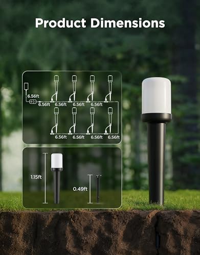 Govee Outdoor Cylinder Pathway Lights, 8 Pack, 425lumens, IP67 Waterproof | 60+ Preset Scene Modes, Outdoor Decor for Path, Patio, Garden, Lawn, Compatible with Alexa, Google Assistant, Matter