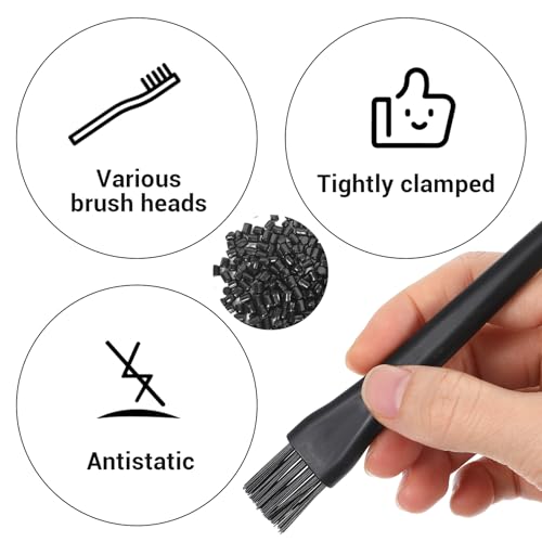 6 PCS Small Cleaning Brushes for Tight Spaces, Cleaning Brush Small Spaces, Thin Anti Static Brush to Clean Electronics Keyboard Brushes Black
