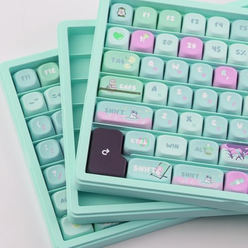 Hyekit Keycaps Storage Box, 3th Floor PBT Dustproof Display Case, 180 Keys Visible Top Cover Keycaps Collection Box for Cherry MOA XDA SA OEM MSA DSA Mao Profile Mechanical Keyboard Keycap (Green)