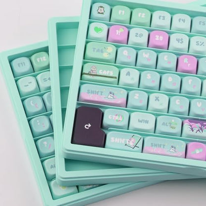 Hyekit Keycaps Storage Box, 3th Floor PBT Dustproof Display Case, 180 Keys Visible Top Cover Keycaps Collection Box for Cherry MOA XDA SA OEM MSA DSA Mao Profile Mechanical Keyboard Keycap (Green)