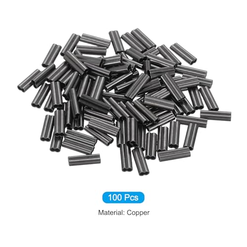 PATIKIL 1/25" 1mm Wire Rope Loop Sleeve 100 Pcs Copper Double Ferrule Duplex Crimping Loop Sleeve for Wire Rope Cable Fittings Rigging Fishing Wire,Black - size: 1/25"