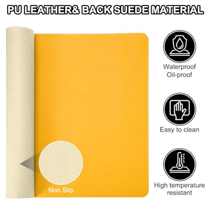 Patikil 31"x15" Desk Mat, Non-Slip Waterproof PU Leather Desk Pad Dual Sided, Yellow - color: Yellow, size: 15" x 31"