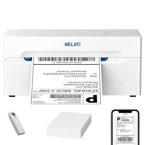 Nelko Bluetooth Thermal Shipping Label Printer, Wireless 4x6 Shipping Label Printer for Small Business, Support Android, iPhone and Windows, Widely Used for Amazon, Shopify, Etsy(White) - color: white