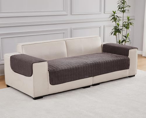 Sofa Armrest Cover Couch Arm Cover Armchair Covers, 2pcs Anti-Slip Couch Arm Protectors Sofa Arm Covers (Coffee, 18x22x2pcs) - color: Coffee, size: 18x22 inch (2 pcs)