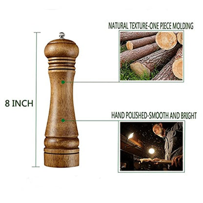 Wooden Pepper Mill Pepper Grinder Kit Manual mills Solid With Strong Adjustable Ceramic Grinders Set 8 Inches - color: B Retro colour Pepper Mill