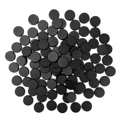 100PCS 25mm/0.98inch Textured Plastic Black Round Miniature Bases, Model Base for Gaming Miniatures or Wargames Table Top Games - color: 25mm-100pcs-black