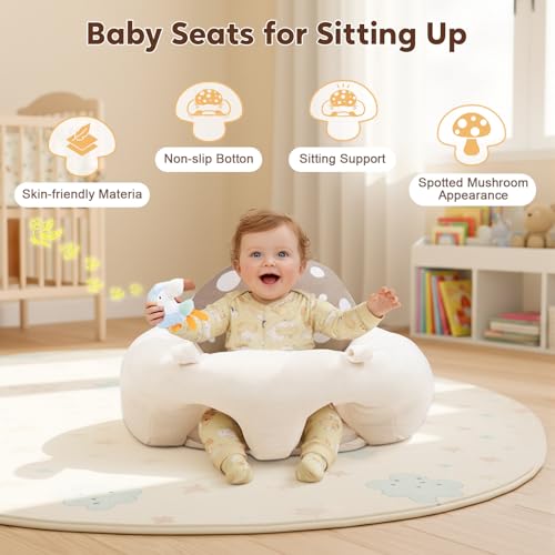 3-in-1 Baby Play Mat & Baby Seats for Infants for Sitting Up, Tummy Time Gym Activity Mat with 5 Detachable Toys, for Babies 0-6-12-18 Months, Newborn Babies Shower Gifts(Khaki) - color: Khaki