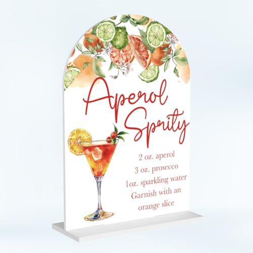 Aperol Spritz Decor Sign for Wedding Acrylic Arch Wedding Bridal Shower Baby Shower Welcome Table Signs for Ceremony and Reception Decor Aperol Spritz Party Decorations Gift 7 x 5 Inches - color: Aperol