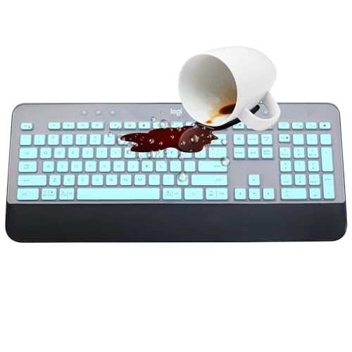 Keyboard Cover Skin for Logitech MK545 MK540 Wireless Keyboard, Logitech MK545 Keyboard Protector, Logitech MK540 Ultra Thin Desktop PC Silicone Clear Keyboard Skin Protector-Hotblue - color: Hotblue