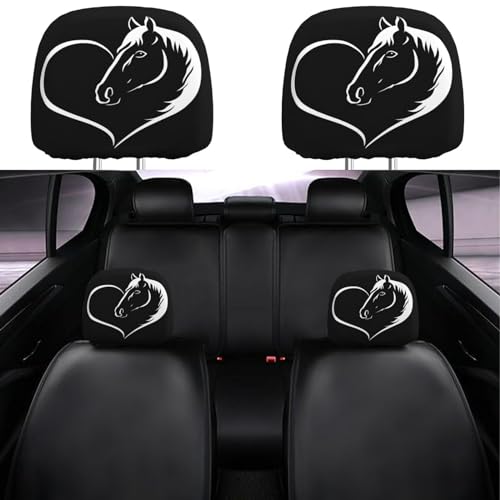 Dujiea 2 Pack Horse Love Car Headrest Covers, Universal Soft Car Seat Head Rest Cover Protector, Vehicle Accessories Fabric Headrest Cover for Cars Vans Trucks - color: Horse Love