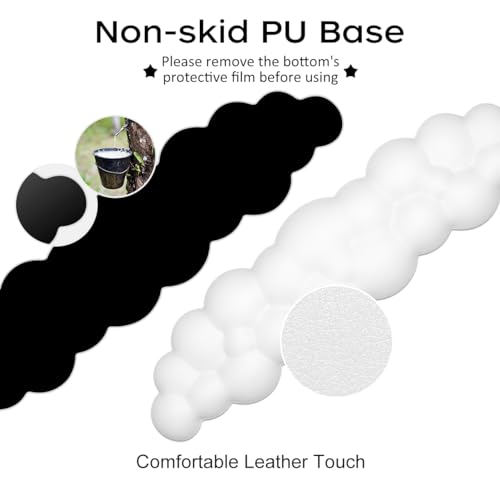 JIKIOU Upgrade Leather Cloud Keyboard Wrist Rest, Cloud Wrist Rest with Non-Slip PU Base, Comfortable Memory Foam Wrist Rest for Computer Laptop Mac Gaming Office and Pain Relief Wish New Year Gift - color: 01white