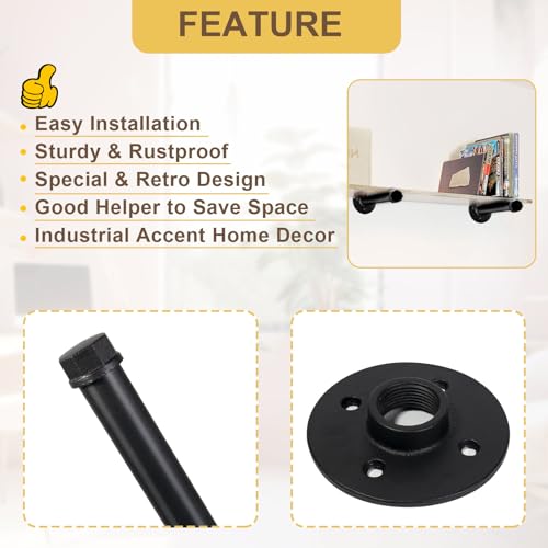 Pintuson 6 Pcs Industrial Pipe Clothes Bar 10 Inch - Wall Mount Clothing Rack - Face Out Closet Rods for Hanging Clothes Commercial Retail Boutique Laundry Shirt Display - Black - color: Black 10" Clothes Rack