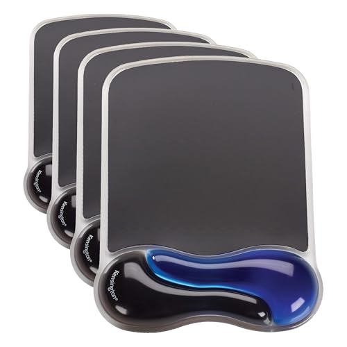 Kensington Duo Gel Mouse Pad with Wrist Rest,Ergonomic Wrist Support for Pain Relief,Comfortable Non-Skid Gel Pad for Computer,Laptop,Office & Home 9.6" x 7.6",Blue K62401AM,(Pack of 4) - color: Blue, size: 9.6L x 7.6W inches (Pack of 4), style: Mouse Pad
