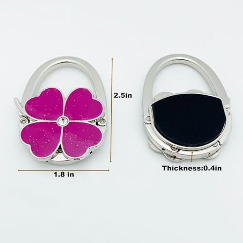 ROFLYER Four Leaf Clover Design Foldable Handbag Hanger Folding Purse Table Hook Holder (Purple) - color: Purple