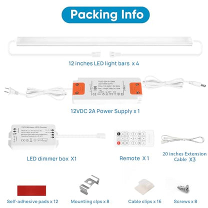 Litever Under Cabinet Lighting Kit. Slim. Super Bright. 21W. Dimmable. Remote with Synchronous Control. Perfect for Kitchen Under Cabinets, Over Counter, Display Lights, Shelf Light. Cool White 4000K. - color: Cool White 4000K
