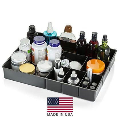 Officemate Deep Drawer Organizer Tray, 8 Compartments, 2 1/4"H x 15 1/8"W x 11 1/2"D, Black - size: (Pack of 1)