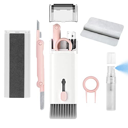 7 in 1 Electronic Cleaner kit - Keyboard Cleaner, Keyboard Cleaning Kit, Laptop Cleaner with Brush, Electronic Cleaner for Laptop/Phone/Computer/Screen (Give Away a Flannel Cloth) Pink