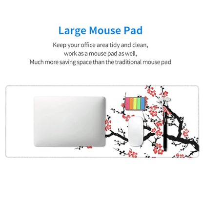 Colorful Ink Cherry Blossom Tree Branch Mouse Pad Large Gaming Mousepad Non-Slip Rubber Base Keyboard Mouse Mat for Laptop Keyboard Desktop 31.5 x 11.8 inch - color: Colorful Ink Cherry Blossom Tree Branch