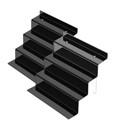 Acrylic Stands for Display,4 Tier Black Cupcakes Perfumes Figurines Display Stand Risers Shelf for Decoration and Organizer (2Pack 9x6'') - color: 2p-9x6-black