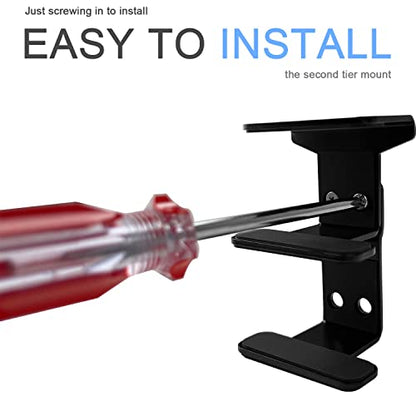 IFCASE 2 Tier Under Desk Laptop Mount, Double Decker Metal Under Desk Shelf Holder for Laptop, MacBook Pro, Keyboard with Anti-Scratch Silicone (Black) - color: Black