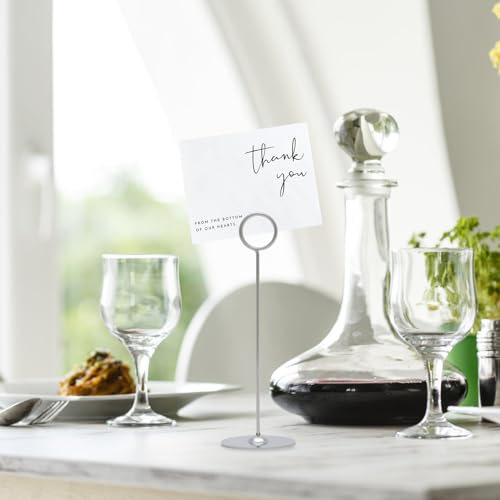 Urban Deco 16 Pieces Table Card Holder 8 inches Silver Place Steel Card holders for Photos, Food Signs, Memo Notes, Weddings, Restaurants, Birthdays. - color: Silver