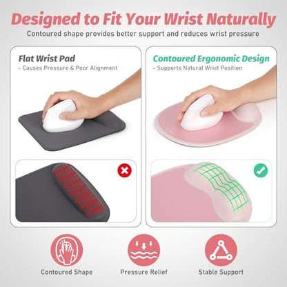 Ergonomic Mouse Pad with Wrist Rest & Elbow Support, Memory Foam Cushion, Non-Slip Base, Pain Relief for Office, Home & Gaming, Compatible with Vertical Ergonomic Mouse (Blush Pink) - color: Blush Pink