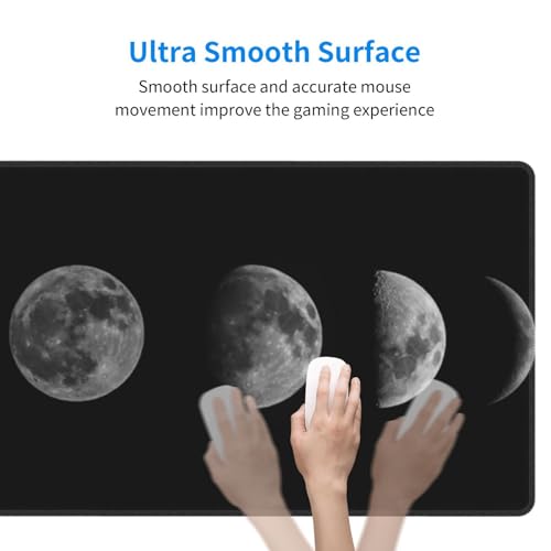 Moon Gaming Mouse Pad, Mystic Universe Stars Art Galaxy Large Extended Desk Mat 11.8X 31.5 inches with Non-Slip Base & Stitched Edges, Waterproof Desk Mat for Office, Home, Laptop, Computer Keyboard - color: Moon_12