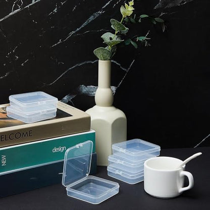 SATINIOR 24 Packs Small Clear Plastic Beads Storage Containers Box with Hinged Lid for Storage of Small Items, Crafts, Jewelry, Hardware (2.76 x 2.76 x 0.67 Inches) - size: 2.76 x 2.76 x 0.67 in