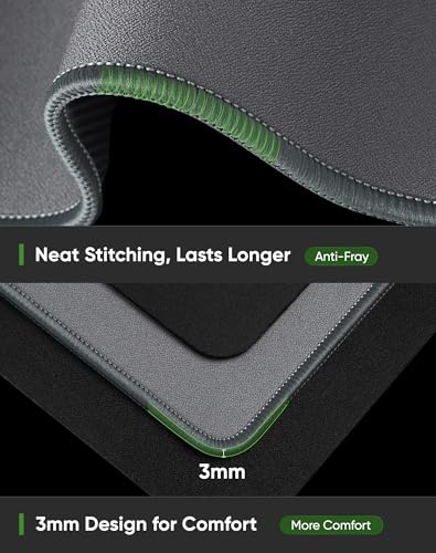 ALOANES Gray Waterproof Desk Mat, Large Mouse Pad with Extended Mouse Mat, with Anti Slip Base, Stitched Edge, Grain Jacquard Surface, Perfect for Gamer Office & Home, 3XL(35.43"x15.74"x0.12") - color: 01- Pro Gray, size: 3XL(35.4" x 15.7")