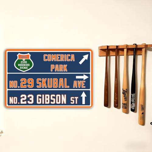 12” x 8” Tiger Wall Decor Art Poster, Detroit Baseball Metal Tin Sign, Tiger Gifts for Boys Men Home Room Decor - color: team 25