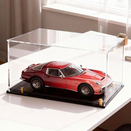 Acrylic Display Case for Collectibles, Dustproof Acrylic Box with Clear Display Elevation & Gold Risers, Large Display Case for Figures Toys Memorabilia, 13" L x 6.7" W x 7.5" H - size: 13"L x 6.7"W x 7.5"H