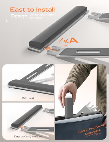 LOXP Laptop Stand for Desk, Laptop Stand with Wrist Support, Ergonomic Detachable Laptop Riser, Mount, Riser Holder Notebook Stand for MacBook Air Pro, HP, Dell, XPS, HP (10-17") Laptops - Silver - color: Silver