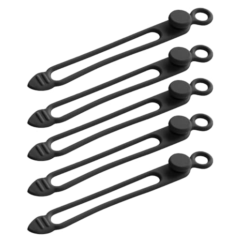 TENOC Silicone Cable Ties 5 Pcs Black Reusable Cable Holder Elastic Cord Straps Flexible Wire Organizer for Phone Tablet Charging Cable and Headset or Others - color: Black, size: 4.2 Inch 5 Pcs