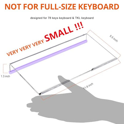 Richboom Computer Keyboard Stand for Desktop, 11.8" Tiny Clear Acrylic Keyboard Riser 78 Keys Compact Keyboard Lift for Desk Ergonomic Short Keyboard Holder Tray with White and Purple Silicone Strip - color: Clear W/ White Silicone Strip