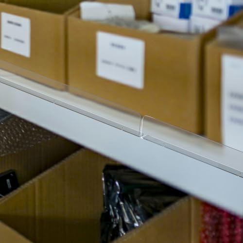 Nalwort 10 Pcs Retail Gondola Shelving Front Fence, Clear PET Shelf Fence with 1/4" Holes and Screws, Front Lips Barrier for Retail Store Display Rack, 1.5" H x 48" L - size: 1.5" H x 48" L