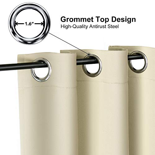 ChrisDowa Small Window Curtains 40 inches Long for Bedroom - Grommet Short Thermal Insulated Room Darkening Curtains for Kitchen (2 Panels, Beige, 29 x 40 Inch) - color: Beige, size: 29"W x 40"L (Pack of 2)