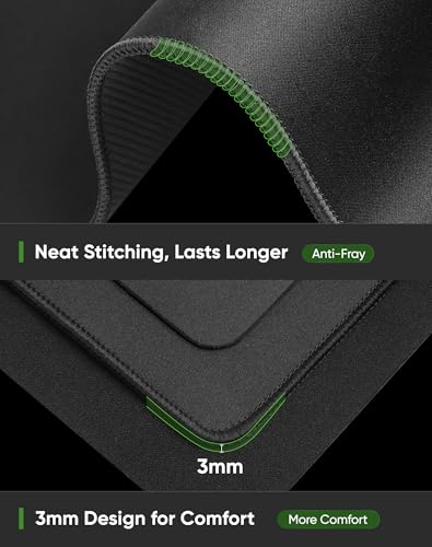 ALOANES Large Gaming Mouse Pad with Non-Slip Rubber Base,Stitched Edge,Desk mat for Laptop,Computer & PC, Wristing Pad for Gamer,Office & Home,Classic Black XXL 15.74''x35.43''x0.12'' | Black Desk Mat Mousepad for Computer Gamer Office Home 3XL 35.43"x15.