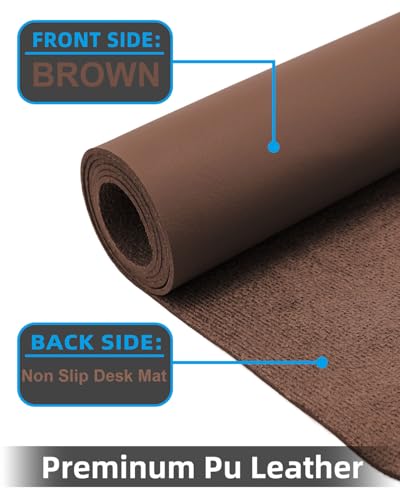 Small Desk Mat,Leather Desk mat,Desk Mouse pad,Office Desk mat,Laptop Mat for Desk, Non-Slip PU Leather Desk Blotter,Waterproof Desk Writing Pad for Office/Home(23.6"x13.8",Brwon) - color: Brown, size: 23.6" x 13.7"