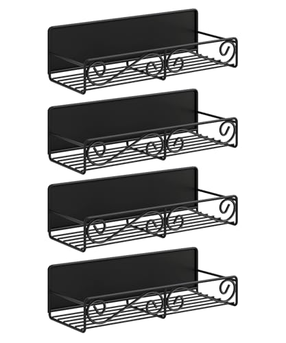 4 Pack Magnetic Spice Rack for Refrigerator - color: Black, size: 4 PACK